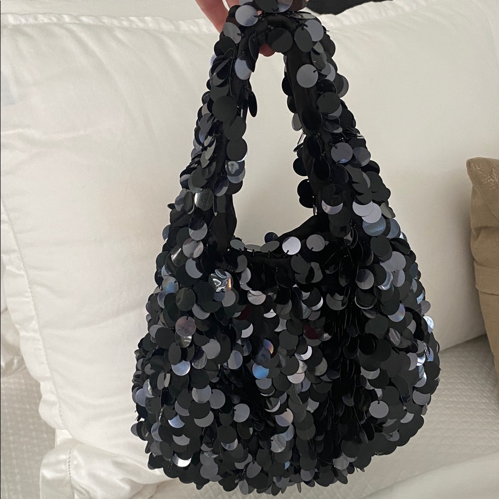 JCrew black sequin handbag / evening bag